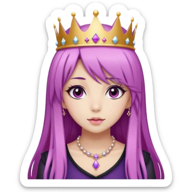 hime gyaru girl with long straight pink and purple hair, no tattoos, dark makeup sticker