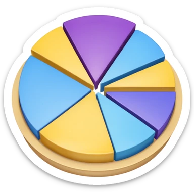 A pie chart with purple, yellow and blue colors only sticker