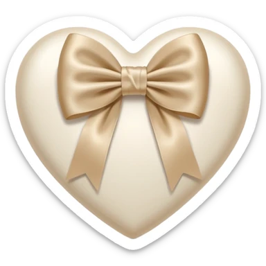 white heart with beige bow sticker