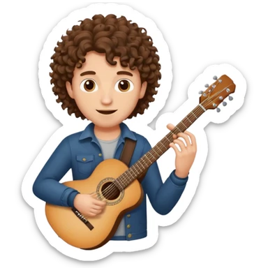 Man with curly hair playing guitar  sticker