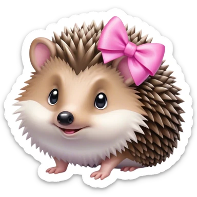 Hedgehog with pink bow in the snow sticker