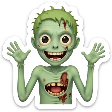 A cute, cheerful zombie is laughing hard, standing up sticker