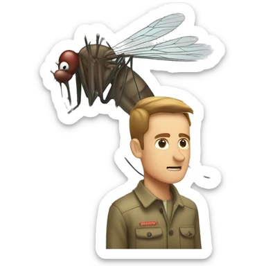 A mosquito sits on a man  sticker