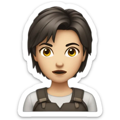brunet girl with short hair angry sticker