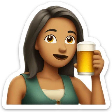 woman drinking a beer sticker
