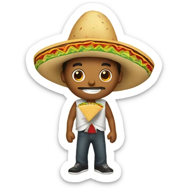 Mexican guy with a taco sticker