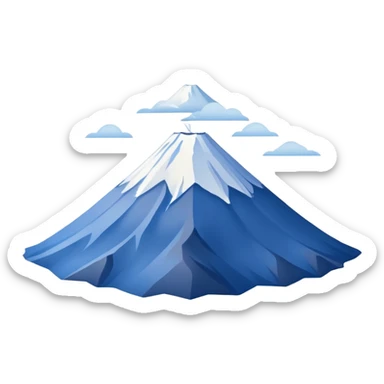 Mount Fuji with muted blue and white colors, not bright sticker