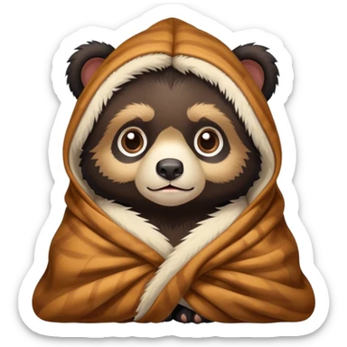 Baby spectacled bear cozy in blanket  sticker