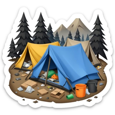 homeless camp icon sticker
