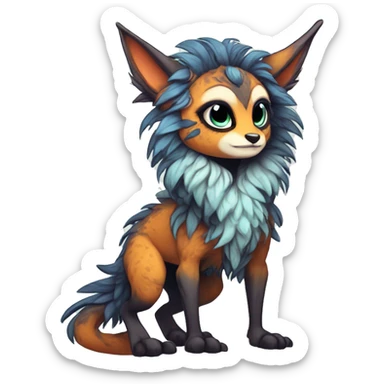 cute Kawaii edgy fantasy animal fursona Fionbri creature by griffsnuff & LiLaiRa & Falvie with exotic colors full body sticker