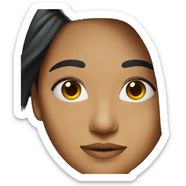 A 24 year old, Indian woman, with long black hair,   wearing a t-shirt. sticker