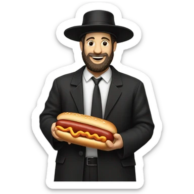 Hasidic Jew with hotdog sticker
