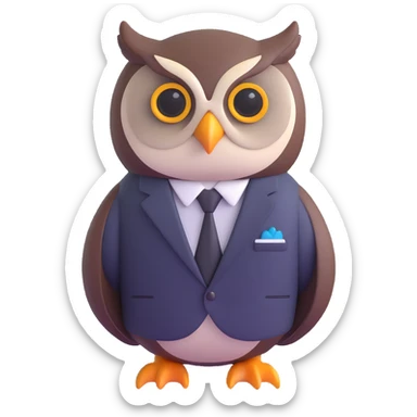 owl wearing a business suit sticker
