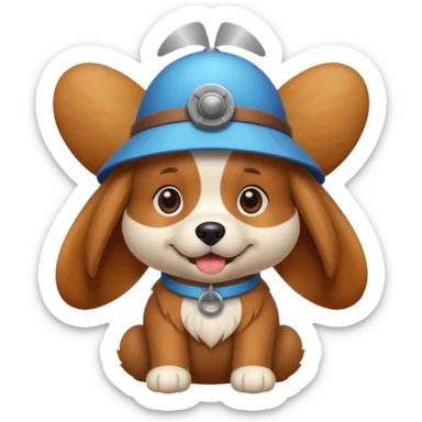 cute dog with a spinning propeller hat sticker