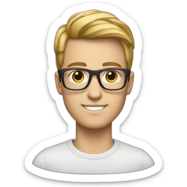 a white ai young man with smart glasses inteligent sticker