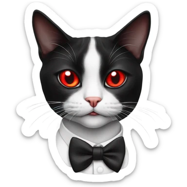 Black and white tuxedo cat smoking a cigar red eyes sticker