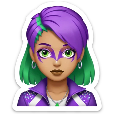 Glitter Purple and White Joker Gangster Green Hair sticker