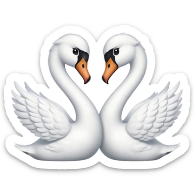 Two swans making heart sticker