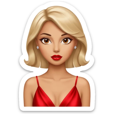 A woman wearing a glamour dress looks sexy and looks like a tart. Her eyes are charming  sticker