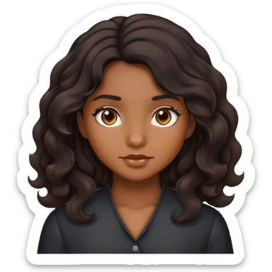 gril with black wavy hair brown skin brown eyes sticker