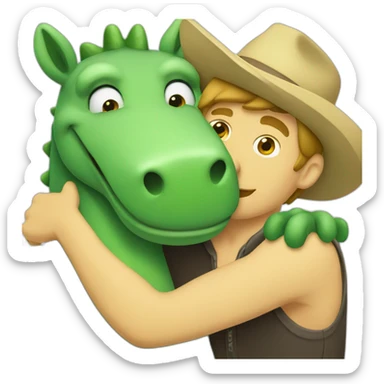 horse guy hugging cocodrile guy sticker