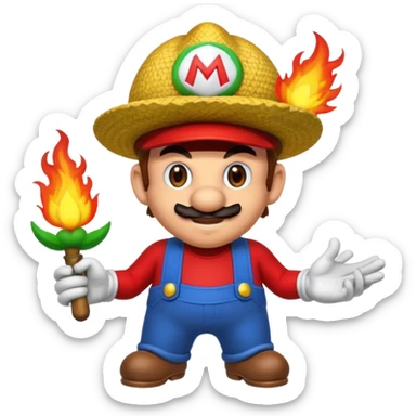 Fire power Mario with a Jamaican hat  sticker