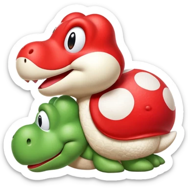 yoshi vers cute plus mignon comme la troisième image mais avec un coco rouge et blanc sticker