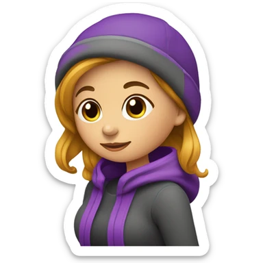 Mujer embarazada pelo morado corto y gorro negro con gris sticker