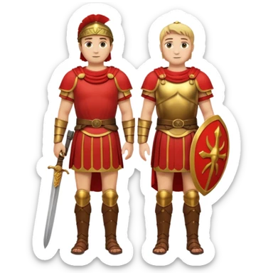 roman soldier without armor,without weapons and shield, just red clothing and fullbody view sticker