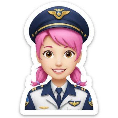 Commander Bloom – pink ponytail pilot in white uniform sticker