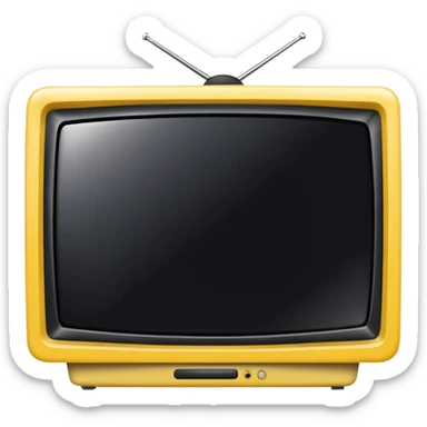 A tv with a yellow frame sticker