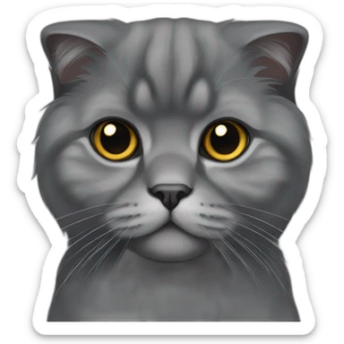 all dark grey Scottish Fold Cat long hair　fold ear sticker