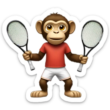 generate a monkey ready to play tenis with a bag with rackets and the hands in the pockets sticker