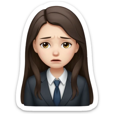 sad brunette girl long hair in buisiness outfit crying emoji sticker