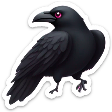 Black heart with hot pink raven inside of heart sticker