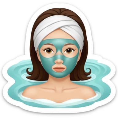 Lady with face mask spa beauty full face relaxing sticker