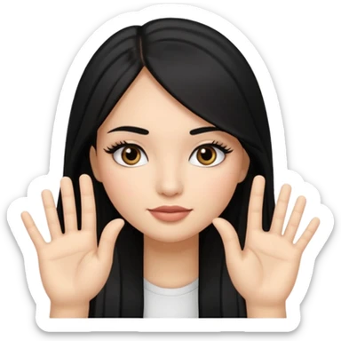 latina girl with straight long hair thats black memoji with nail no lipstick thats a baddie with lashes with 5 fingers sticker