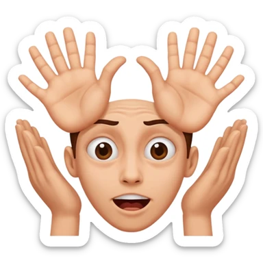 Crazy face upside down supported by hands sticker