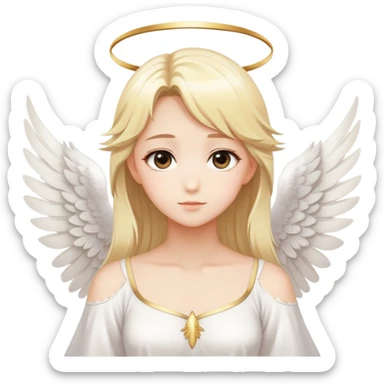 Beautiful Gorgeous Blonde Sweet Anime Angel, Peaceful, Calm, White feather wings sticker