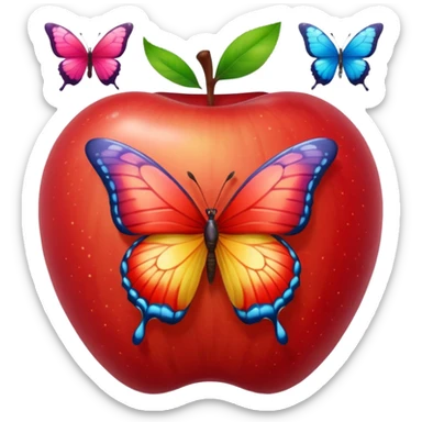 Apple and butterflies  sticker