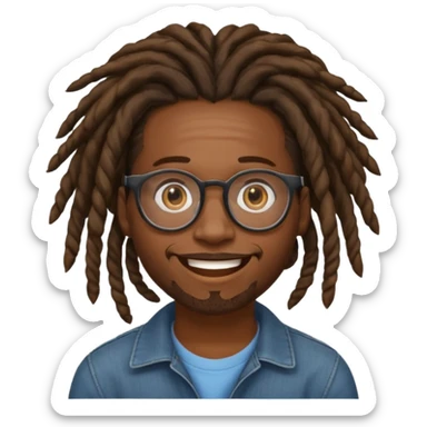 a black african guy with dreadlocks, wearing glasses and aura farming emoji sticker