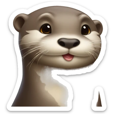 Otter who has a bow on head and kisses sticker