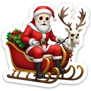Grim reaper as Santa with a sleigh and skeleton reindeer sticker