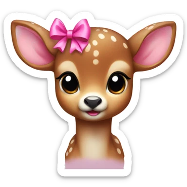 baby deer with pink bow sticker