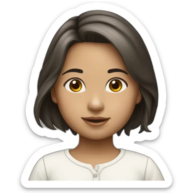 una niña + conejito blanco sticker