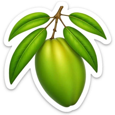A green mango with leaves sticker