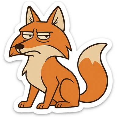 cartoon style orange Tibetan fox, no background sticker