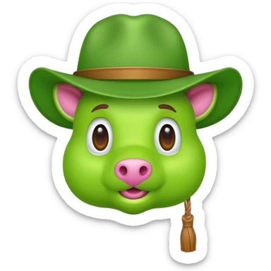 Un maiale verde fluo con un cappello da muratore sticker
