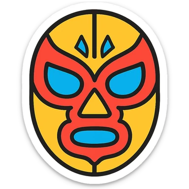 máscara de luchador mexicano, estilo colorido, detalles tradicionales sticker