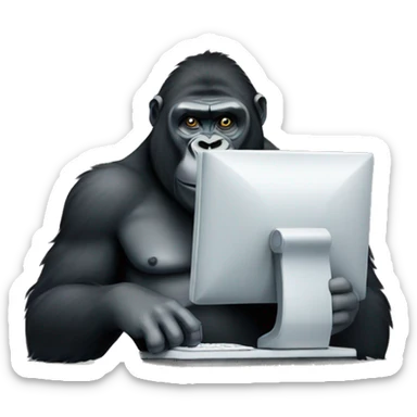 Gorilla with a computer sticker
